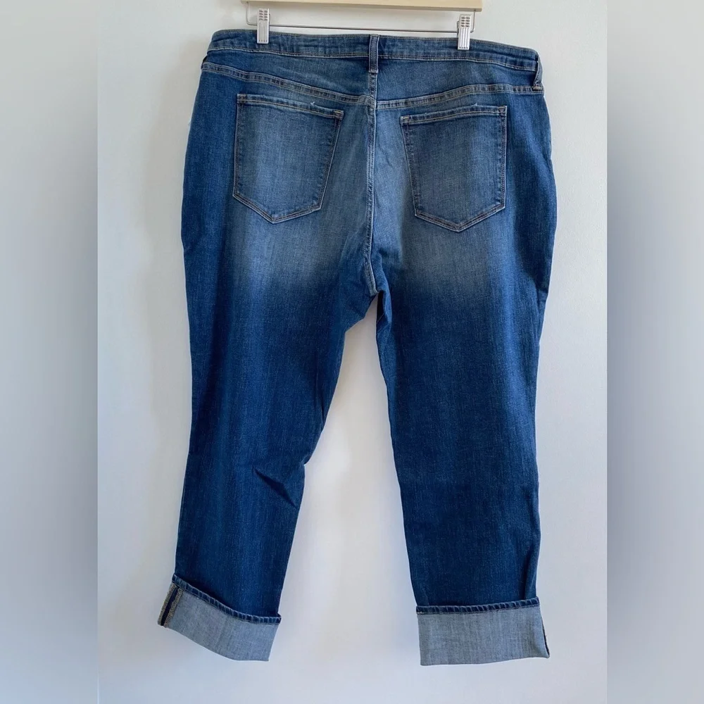 Old Navy Blue Boyfriend Straight Cropped Cuffed Hem Jeans Size 18 NEW - Picture 8 of 10